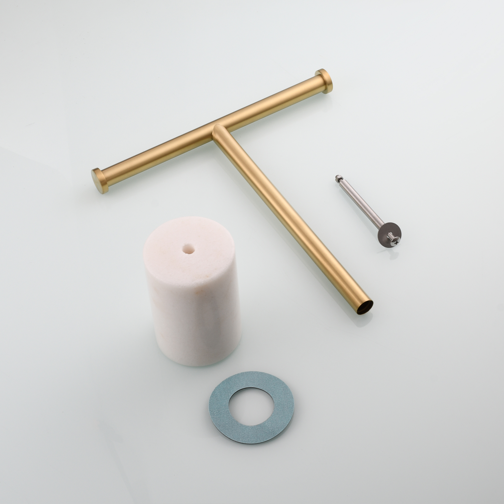 Tecmolog Stainless Steel Cylindrical Marble Toilet Paper Holder Rack Freestanding