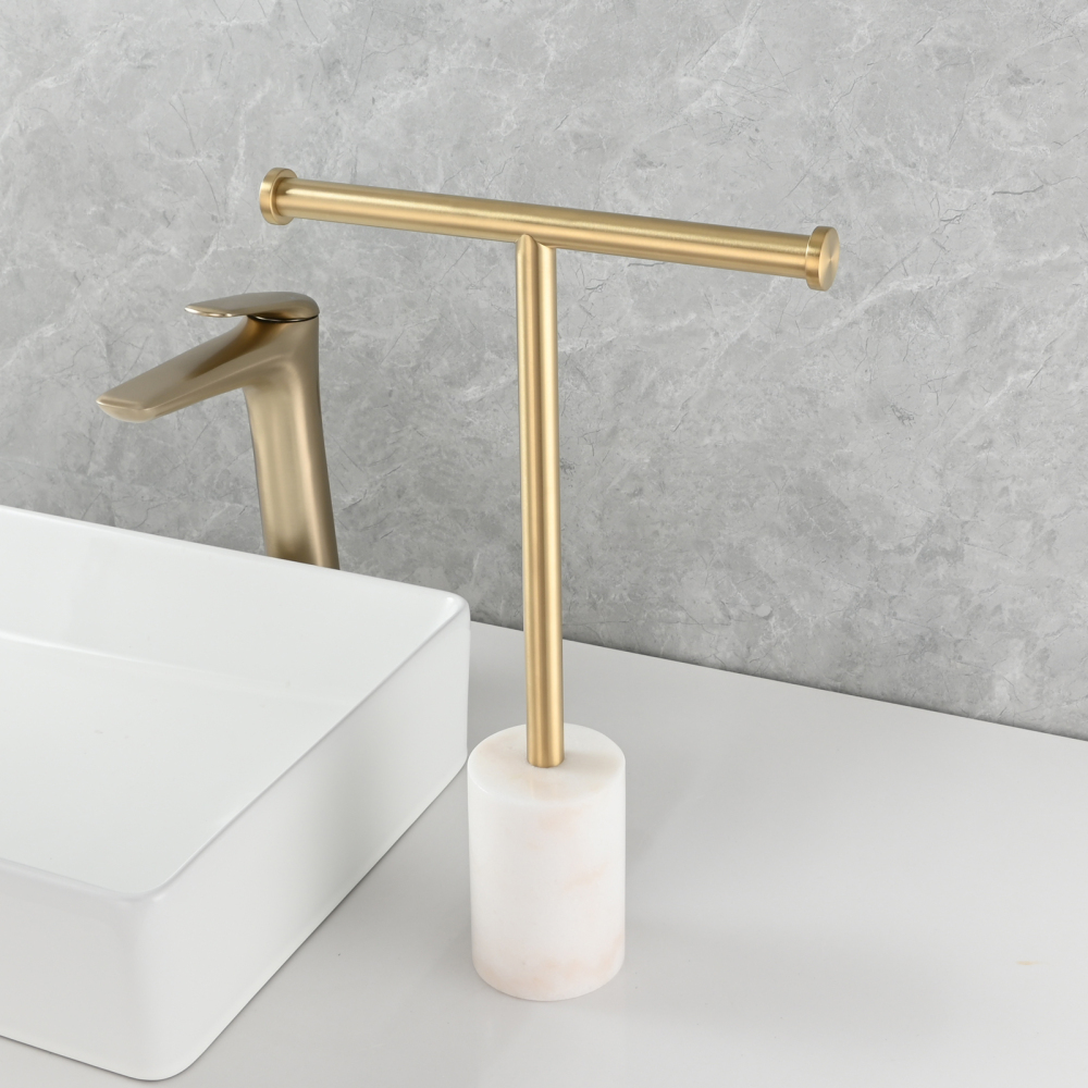 Tecmolog Stainless Steel Cylindrical Marble Toilet Paper Holder Rack Freestanding