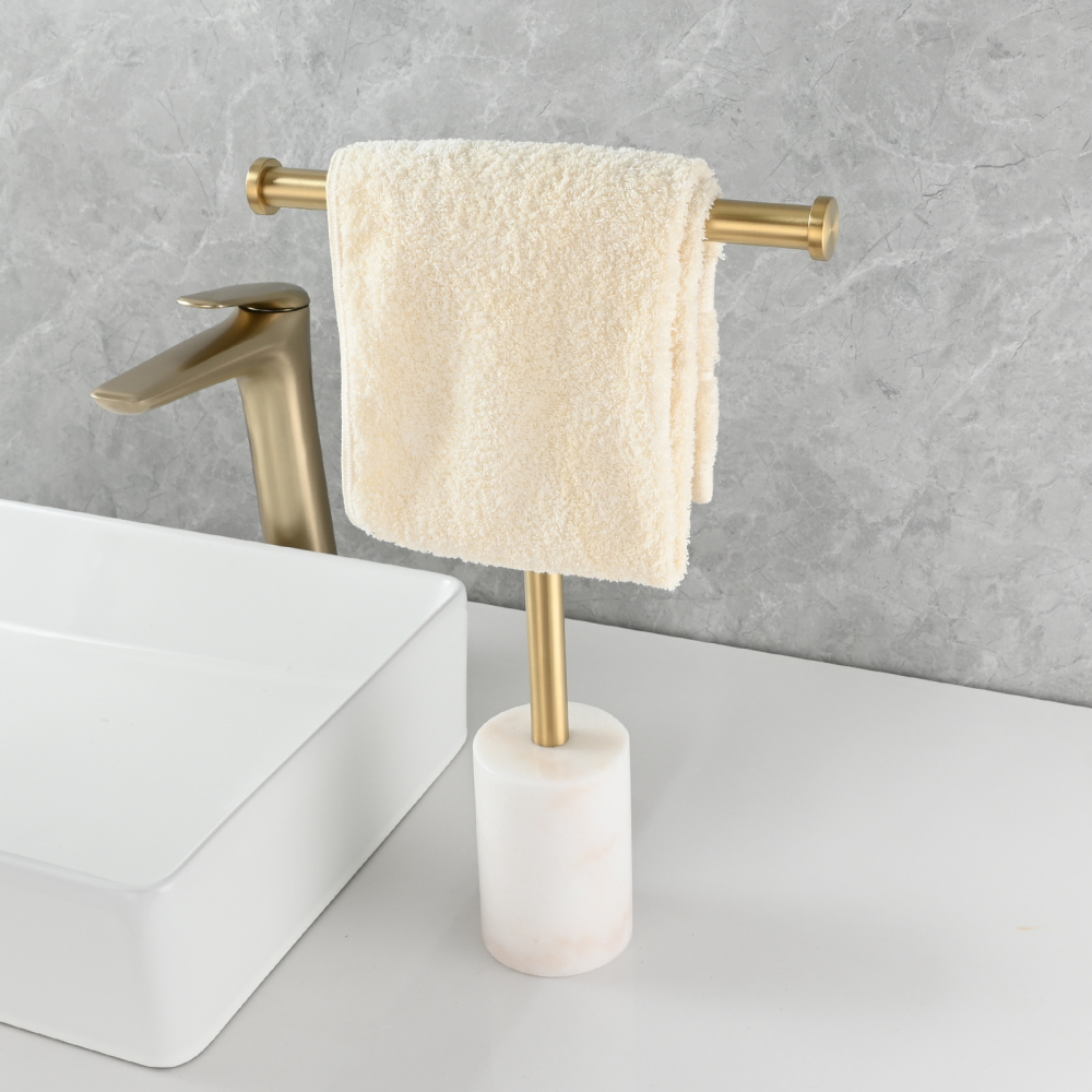 Tecmolog Stainless Steel Cylindrical Marble Toilet Paper Holder Rack Freestanding