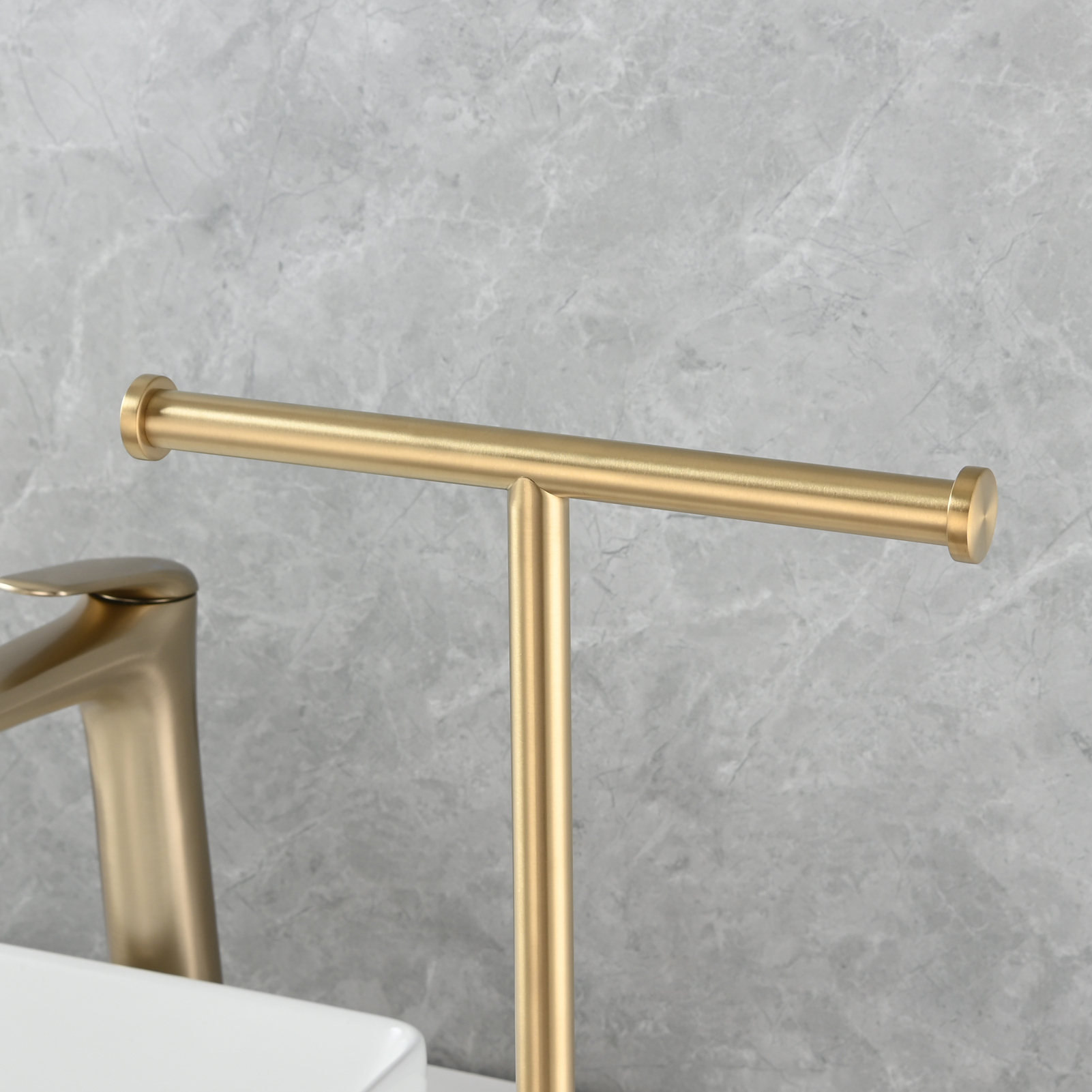 Tecmolog Stainless Steel Cylindrical Marble Toilet Paper Holder Rack Freestanding