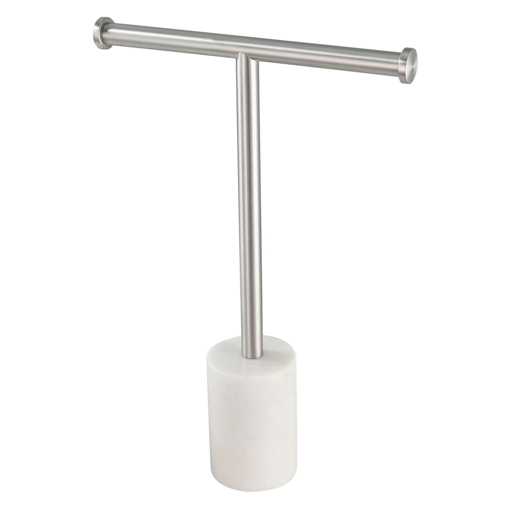 Tecmolog Stainless Steel Cylindrical Marble Toilet Paper Holder Rack Freestanding