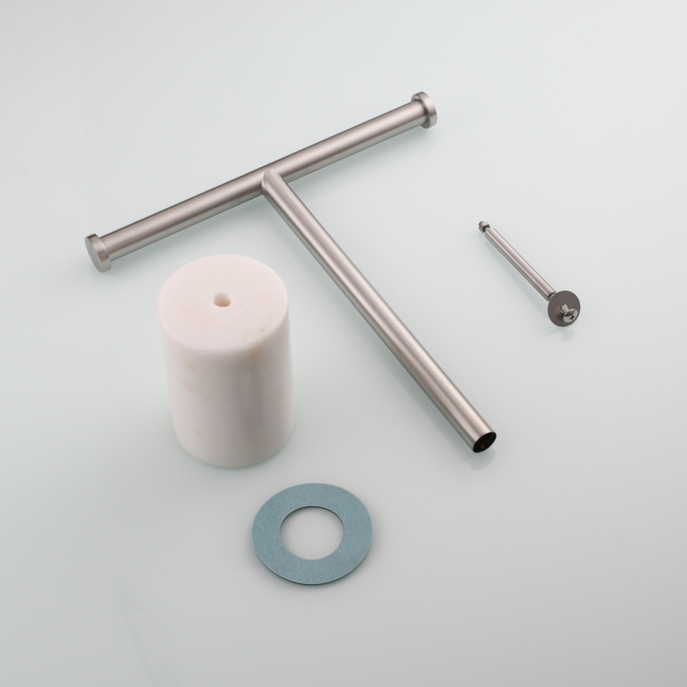 Tecmolog Stainless Steel Cylindrical Marble Toilet Paper Holder Rack Freestanding