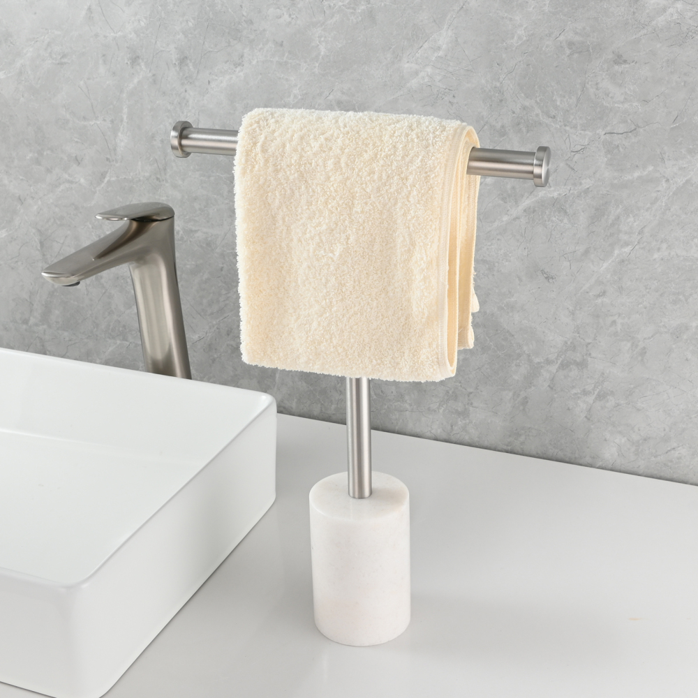 Tecmolog Stainless Steel Cylindrical Marble Toilet Paper Holder Rack Freestanding