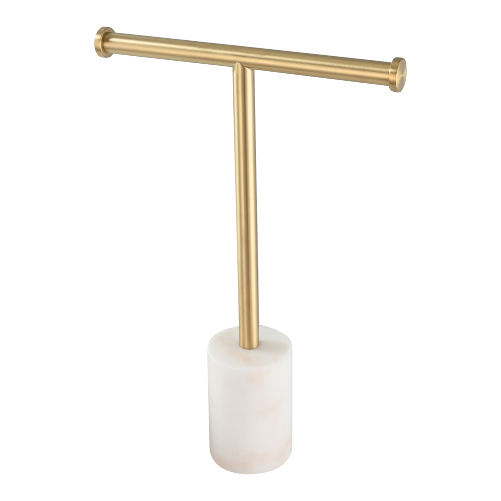 Tecmolog Stainless Steel Cylindrical Marble Toilet Paper Holder Rack Freestanding