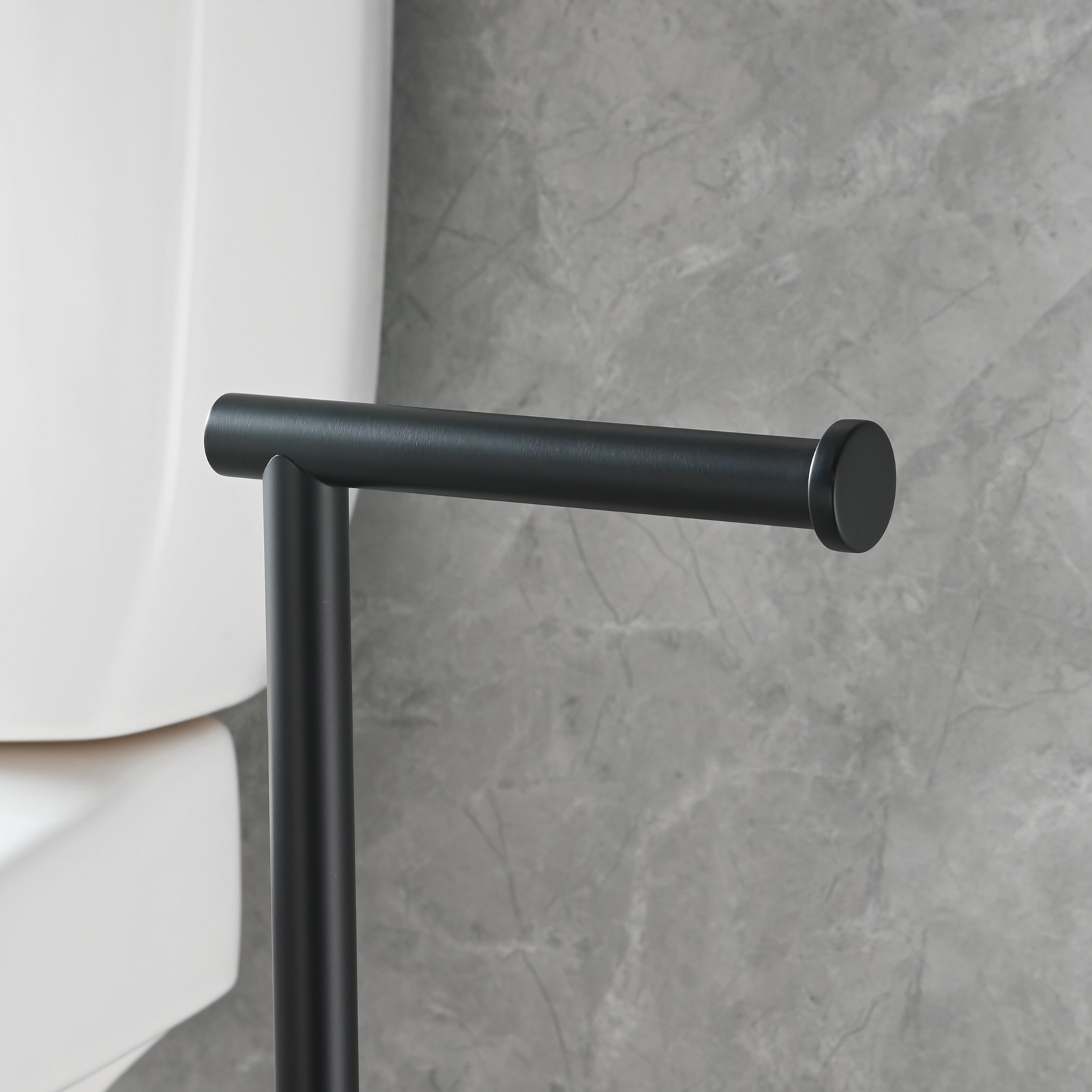 Tecmolog Stainless Steel Toilet Paper Holder Stand, Freestanding Toilet Paper Roll Holder with Modern Natural Marble Base