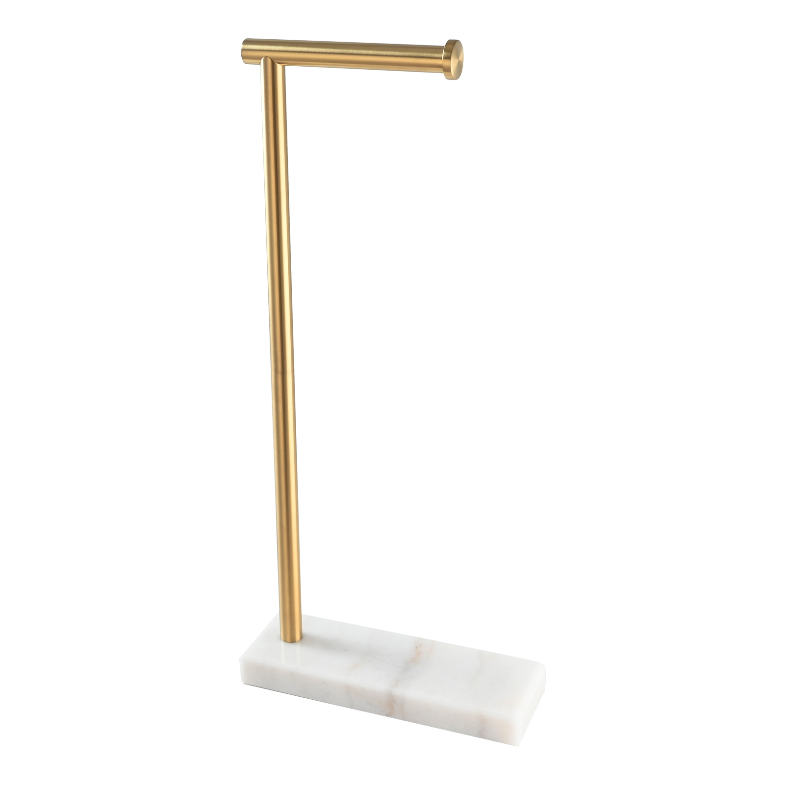 Tecmolog Stainless Steel Toilet Paper Holder Stand, Freestanding Toilet Paper Roll Holder with Modern Natural Marble Base