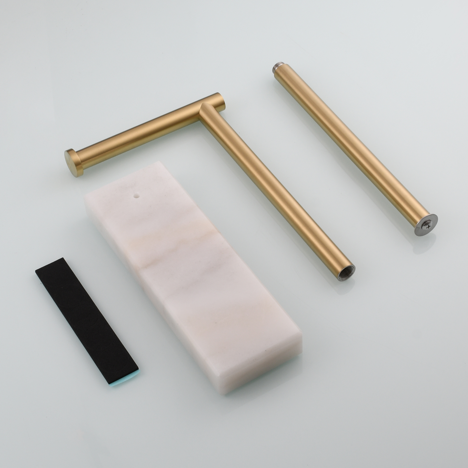 Tecmolog Stainless Steel Toilet Paper Holder Stand, Freestanding Toilet Paper Roll Holder with Modern Natural Marble Base