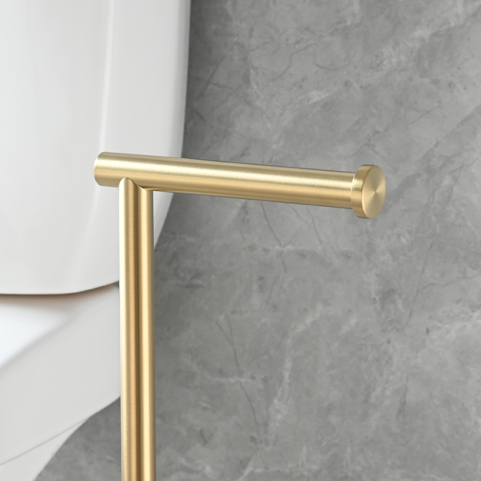 Tecmolog Stainless Steel Toilet Paper Holder Stand, Freestanding Toilet Paper Roll Holder with Modern Natural Marble Base