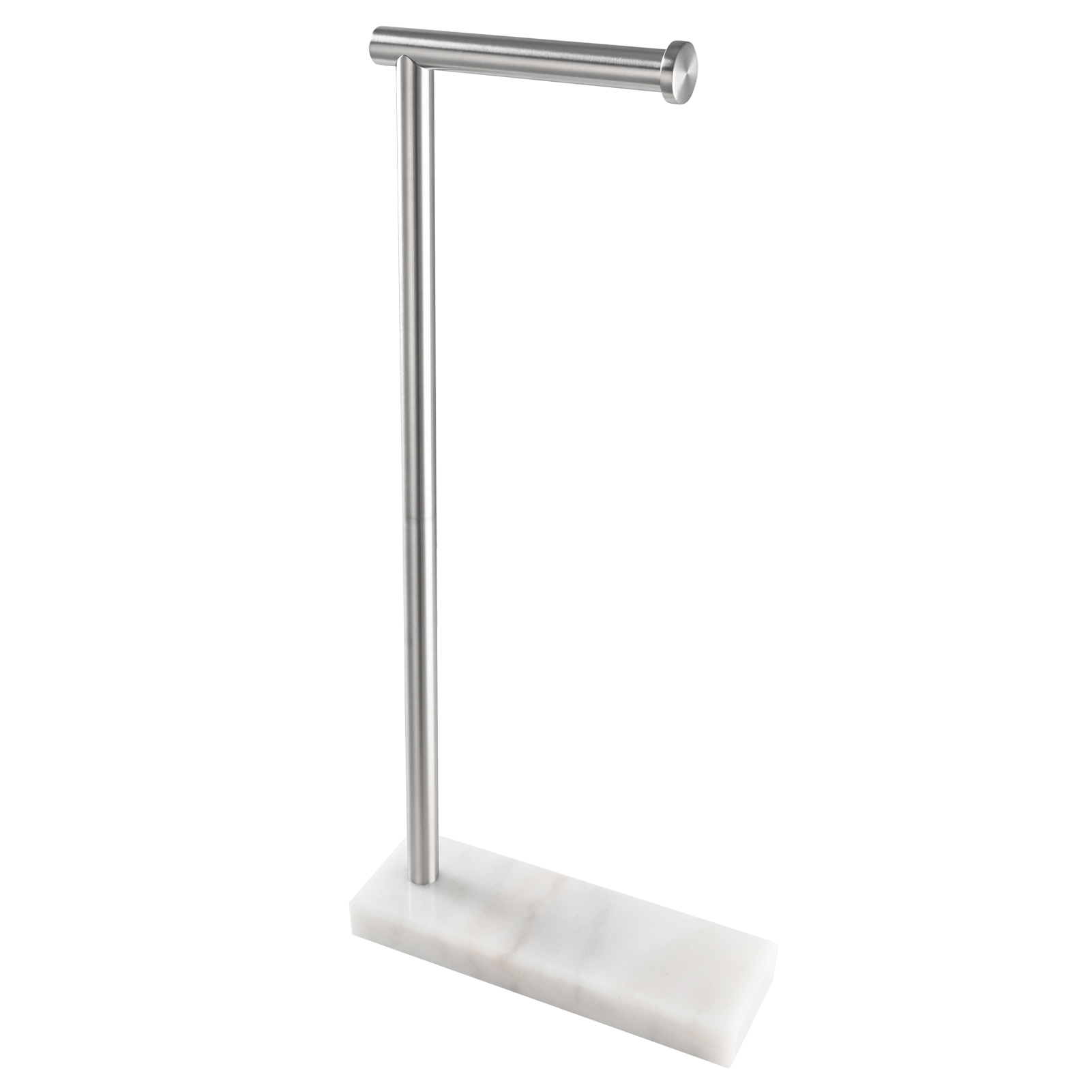 Tecmolog Stainless Steel Toilet Paper Holder Stand, Freestanding Toilet Paper Roll Holder with Modern Natural Marble Base