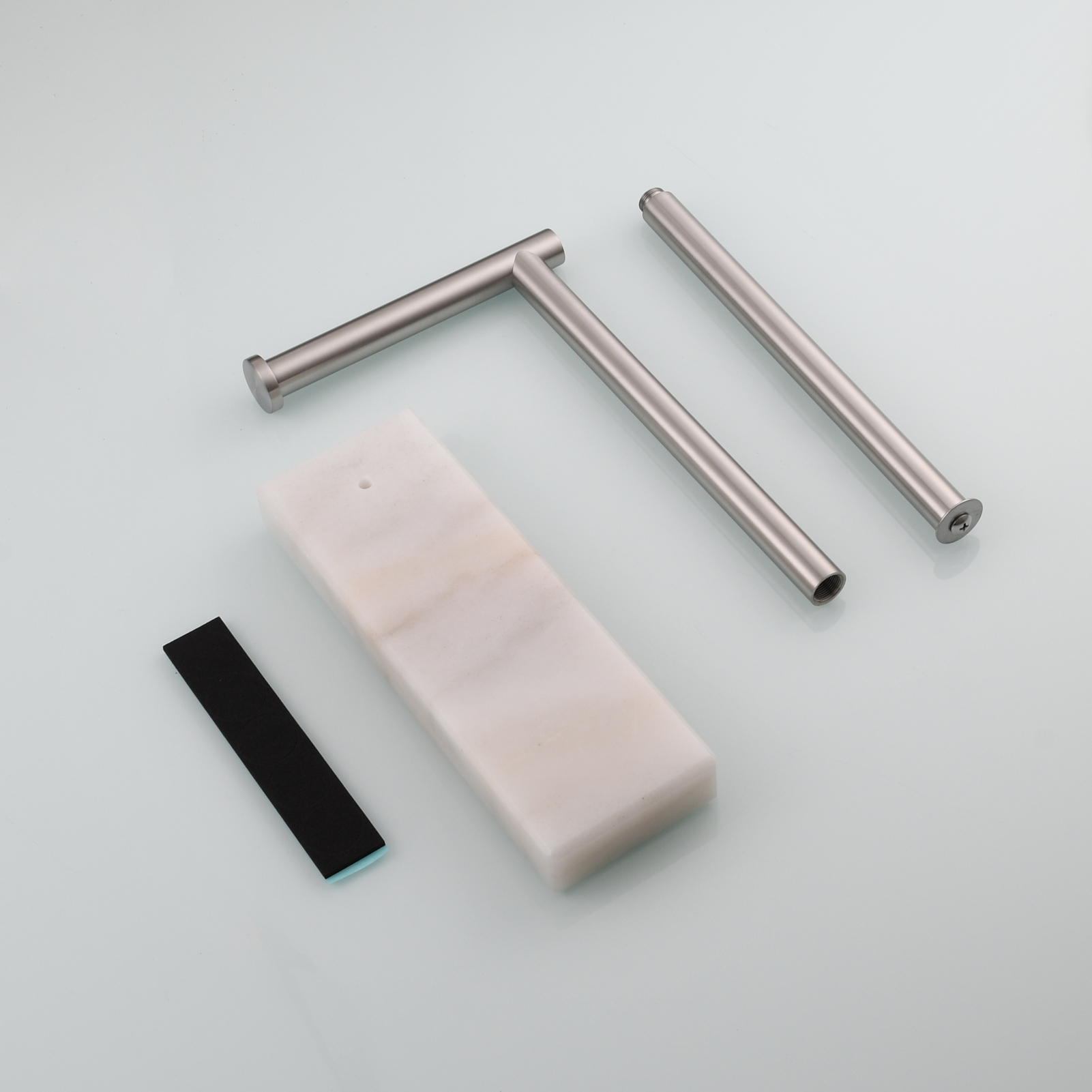 Tecmolog Stainless Steel Toilet Paper Holder Stand, Freestanding Toilet Paper Roll Holder with Modern Natural Marble Base