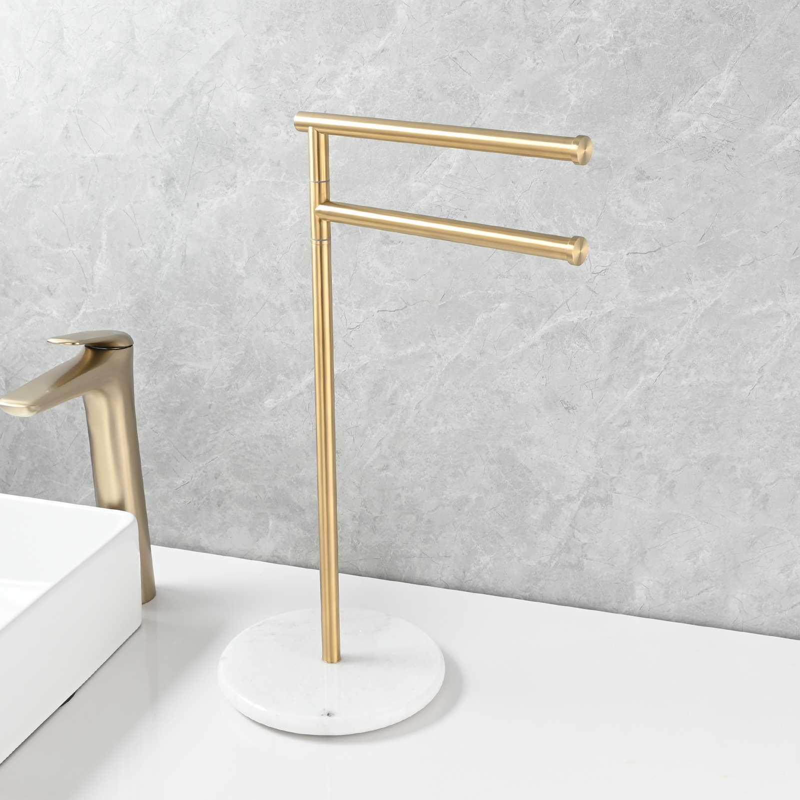 Tecmolog Stainless Steel Marble Base Towel Holder,Swinging Bracket Towel Paper Holder