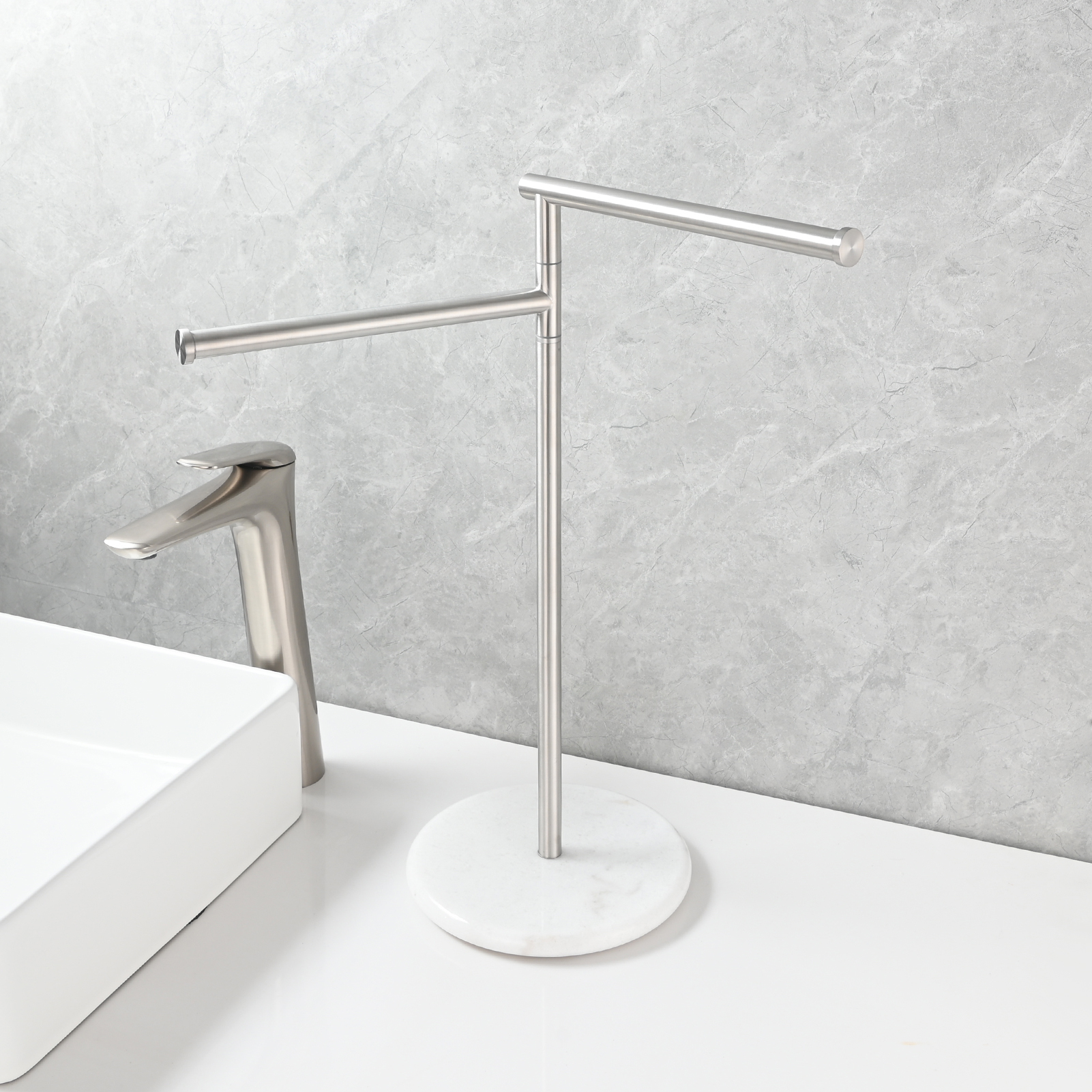 Tecmolog Stainless Steel Marble Base Towel Holder,Swinging Bracket Towel Paper Holder