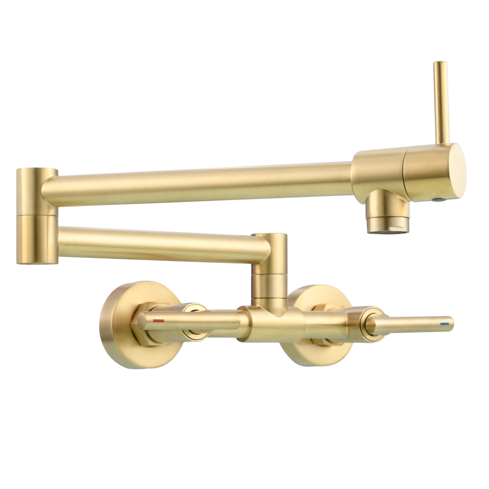 Tecmolog Pot Filler Faucet Wall Mounted Kitchen Faucet with Dual Switch Double Handle Taps,BC1243