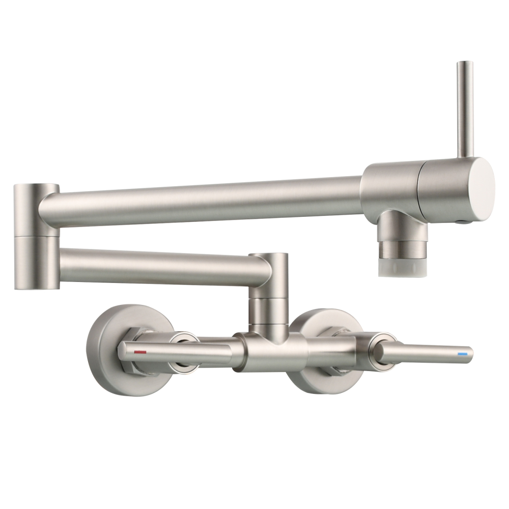 Tecmolog Pot Filler Faucet Wall Mounted Kitchen Faucet with Dual Switch Double Handle Taps,BC1243