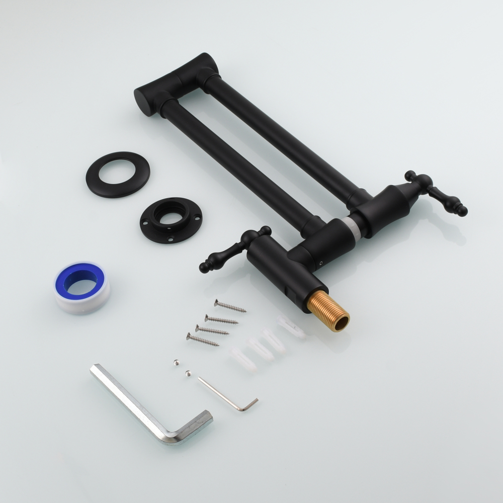 Tecmolog Brass Pot Filler Faucet Wall Mount Kitchen Faucet,Chrome Folding Faucet Stretchable Double Joint Swing Arm