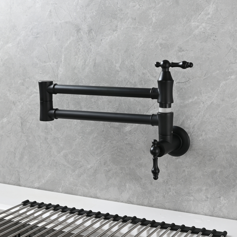 Tecmolog Brass Pot Filler Faucet Wall Mount Kitchen Faucet,Chrome Folding Faucet Stretchable Double Joint Swing Arm