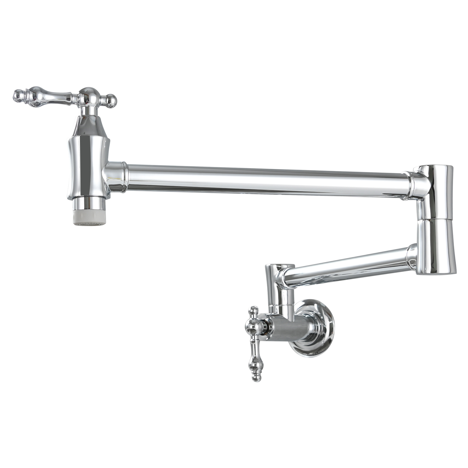 Tecmolog Brass Pot Filler Faucet Wall Mount Kitchen Faucet,Chrome Folding Faucet Stretchable Double Joint Swing Arm