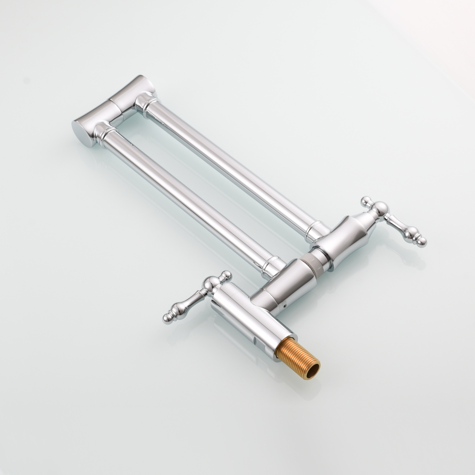 Tecmolog Brass Pot Filler Faucet Wall Mount Kitchen Faucet,Chrome Folding Faucet Stretchable Double Joint Swing Arm
