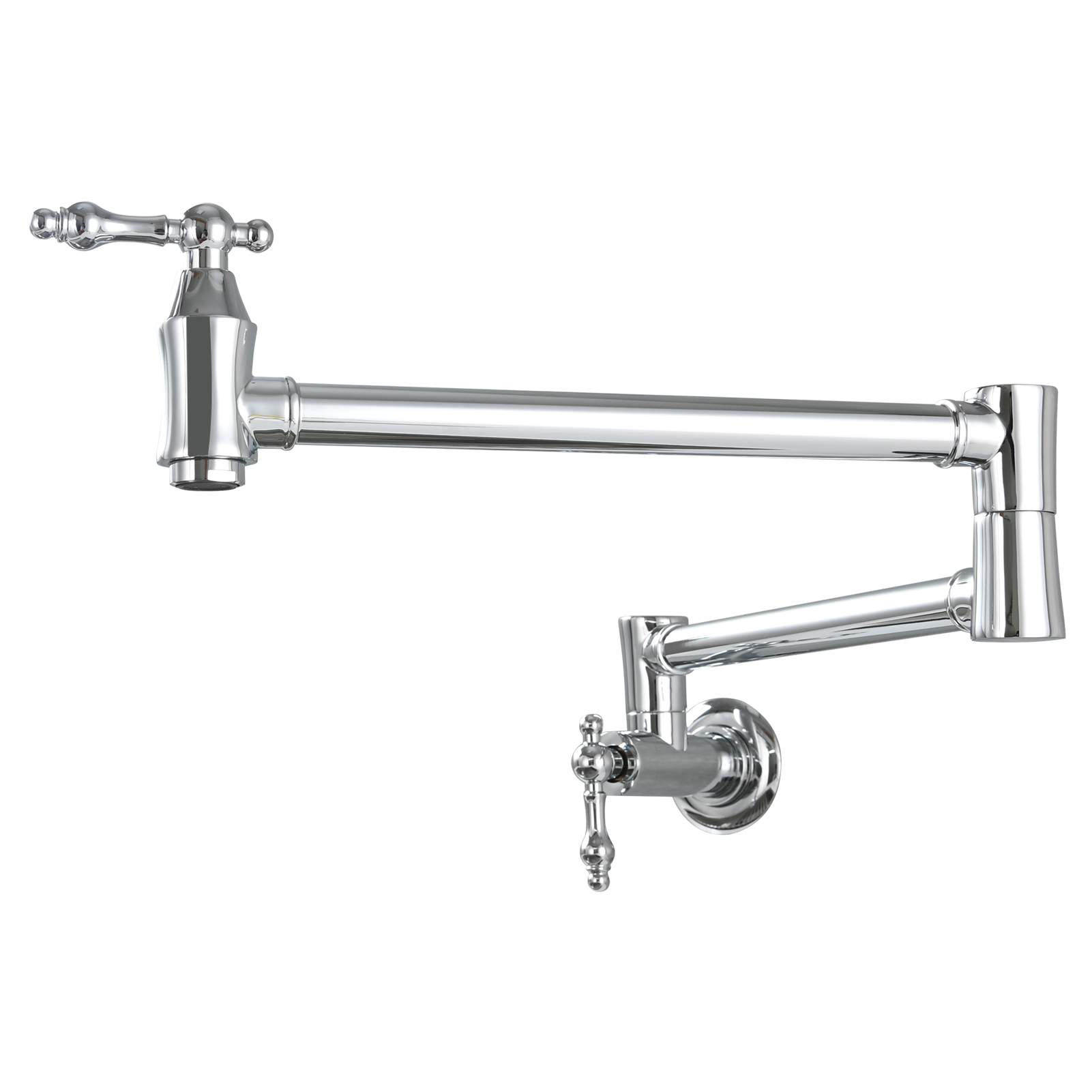 Tecmolog Brass Pot Filler Faucet Wall Mount Kitchen Faucet,Chrome Folding Faucet Stretchable Double Joint Swing Arm