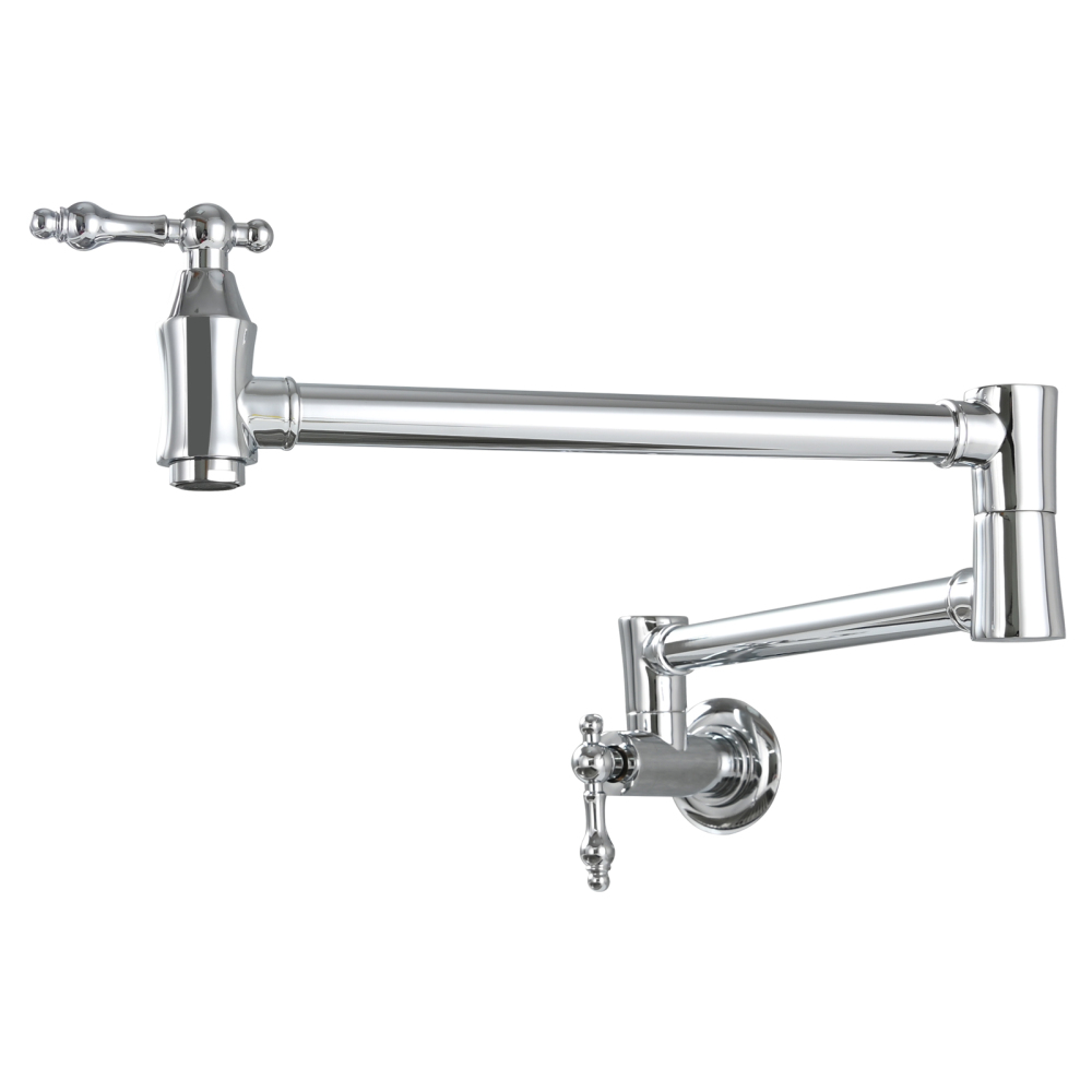Tecmolog Brass Pot Filler Faucet Wall Mount Kitchen Faucet,Chrome Folding Faucet Stretchable Double Joint Swing Arm