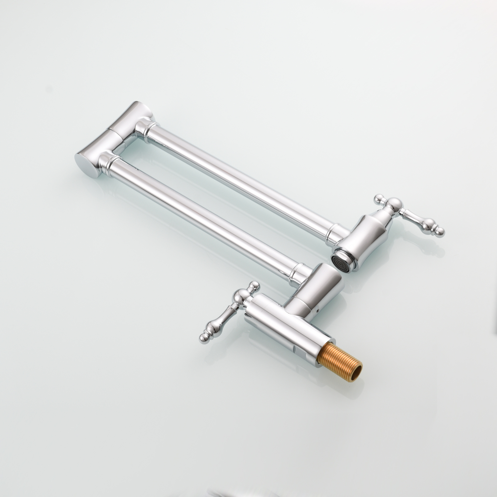 Tecmolog Brass Pot Filler Faucet Wall Mount Kitchen Faucet,Chrome Folding Faucet Stretchable Double Joint Swing Arm