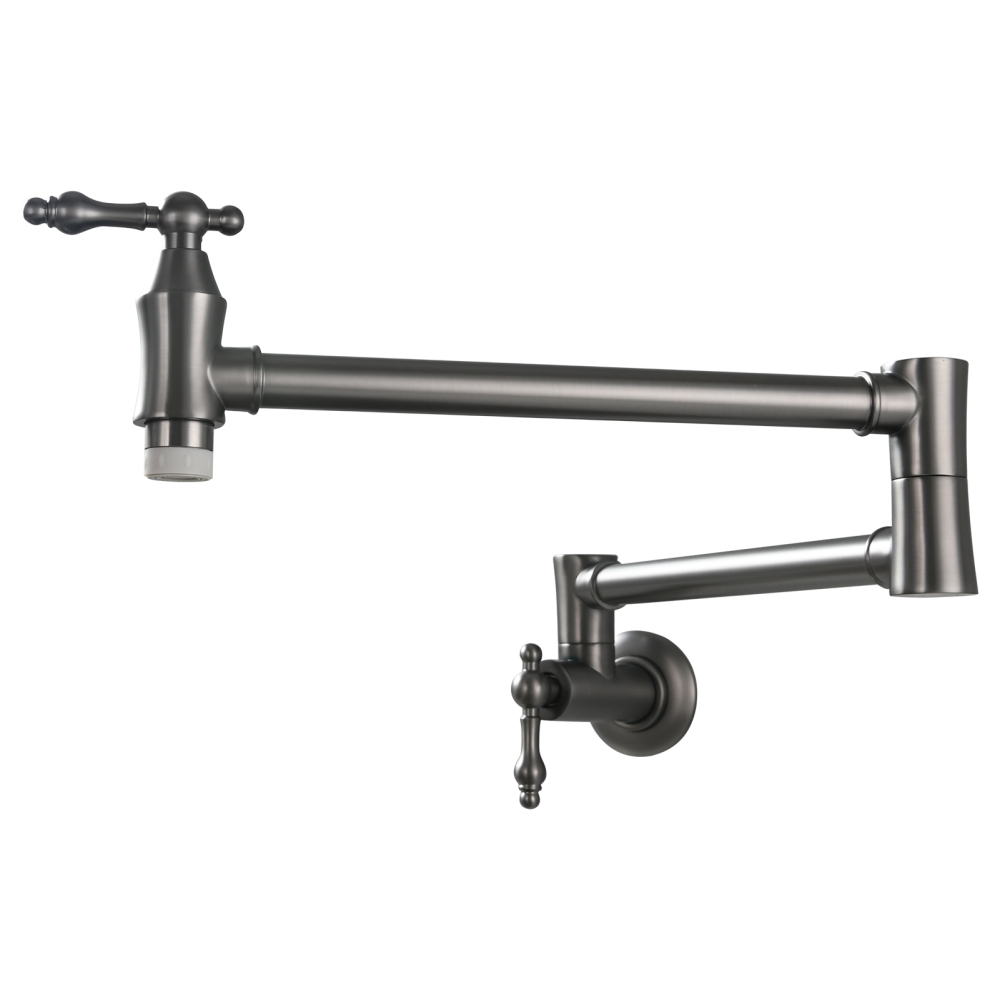 Tecmolog Brass Pot Filler Faucet Wall Mount Kitchen Faucet,Chrome Folding Faucet Stretchable Double Joint Swing Arm