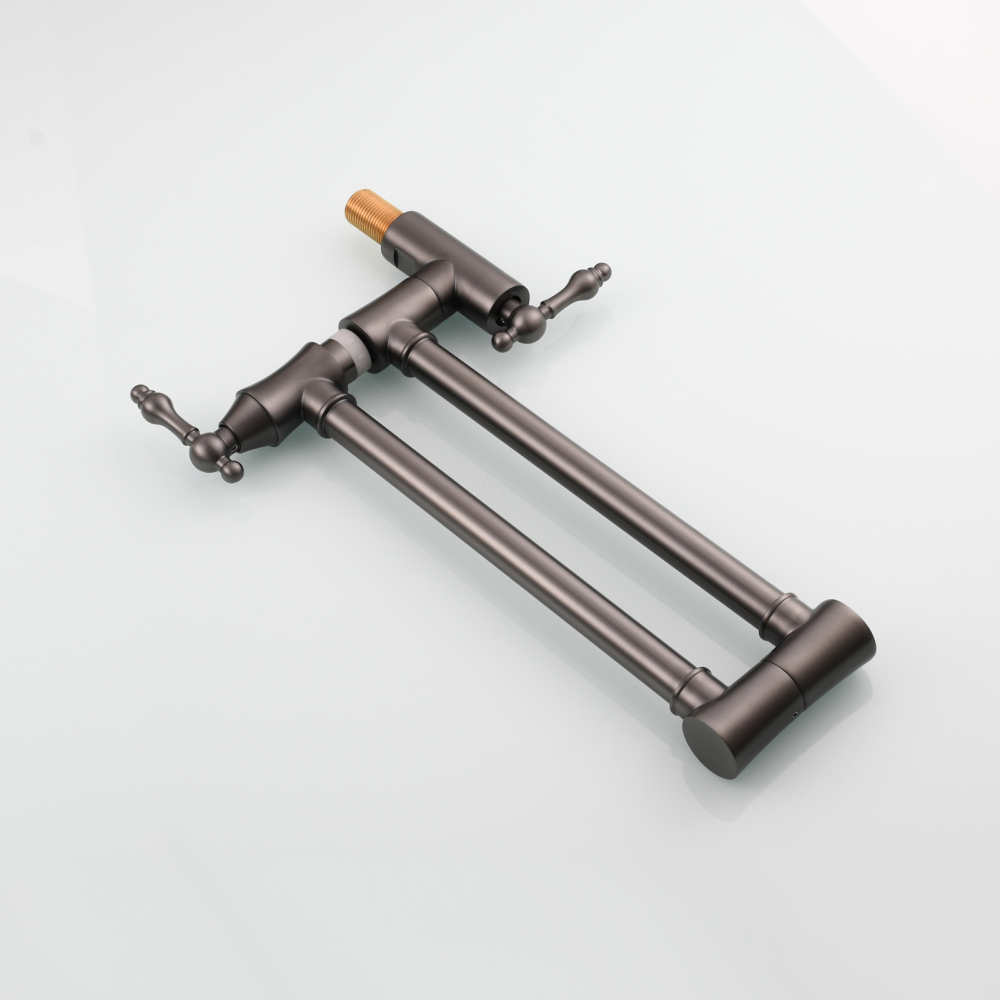 Tecmolog Brass Pot Filler Faucet Wall Mount Kitchen Faucet,Chrome Folding Faucet Stretchable Double Joint Swing Arm