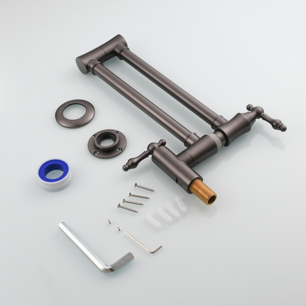 Tecmolog Brass Pot Filler Faucet Wall Mount Kitchen Faucet,Chrome Folding Faucet Stretchable Double Joint Swing Arm