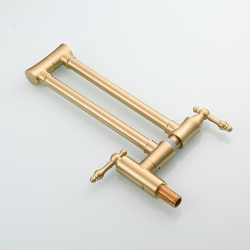 Tecmolog Brass Pot Filler Faucet Wall Mount Kitchen Faucet,Chrome Folding Faucet Stretchable Double Joint Swing Arm