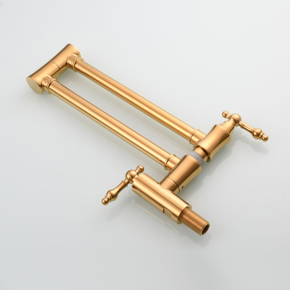 Tecmolog Brass Pot Filler Faucet Wall Mount Kitchen Faucet,Chrome Folding Faucet Stretchable Double Joint Swing Arm