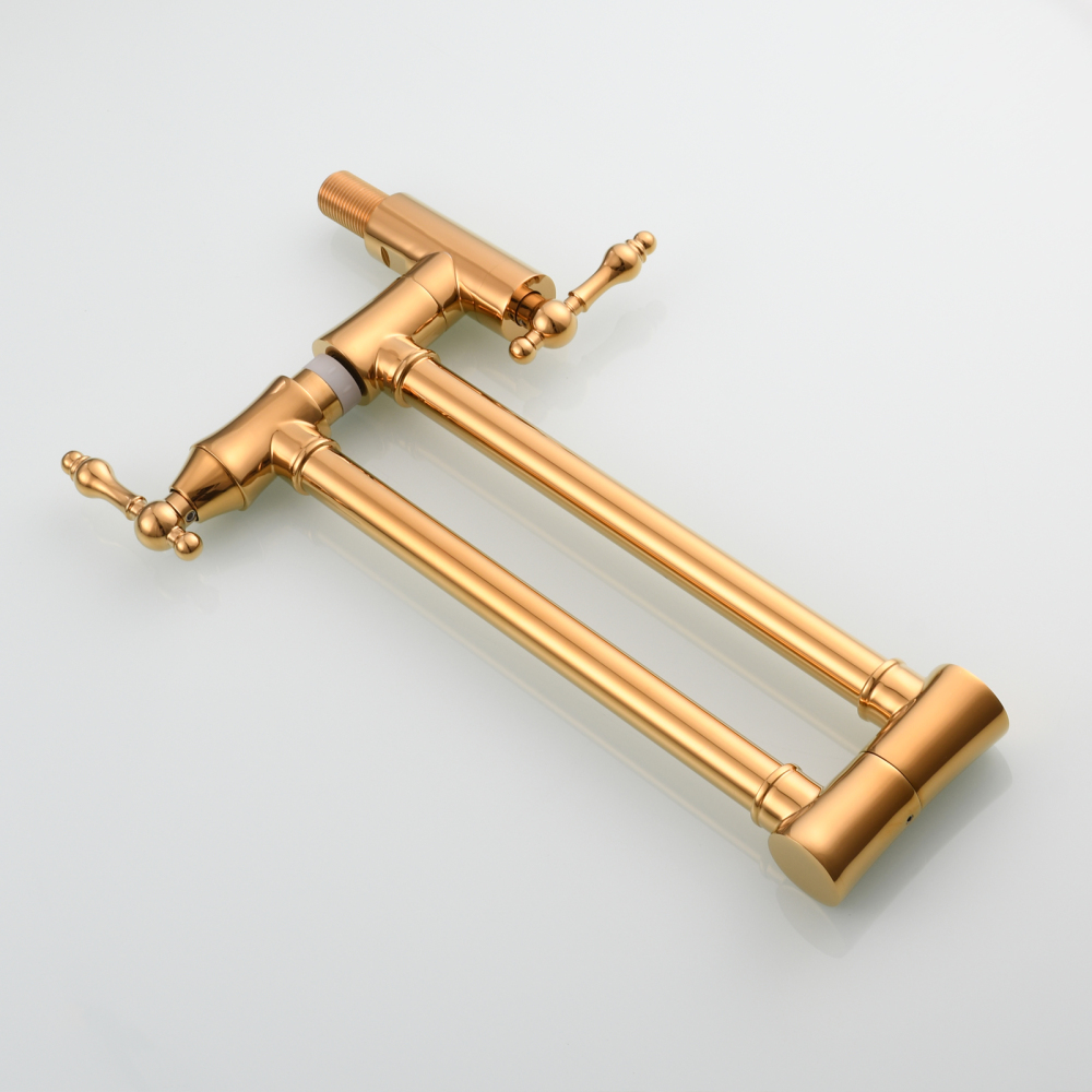 Tecmolog Brass Pot Filler Faucet Wall Mount Kitchen Faucet,Chrome Folding Faucet Stretchable Double Joint Swing Arm