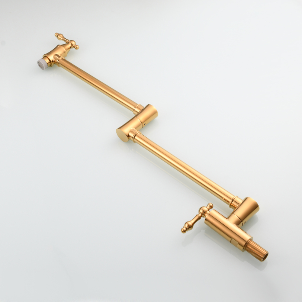 Tecmolog Brass Pot Filler Faucet Wall Mount Kitchen Faucet,Chrome Folding Faucet Stretchable Double Joint Swing Arm