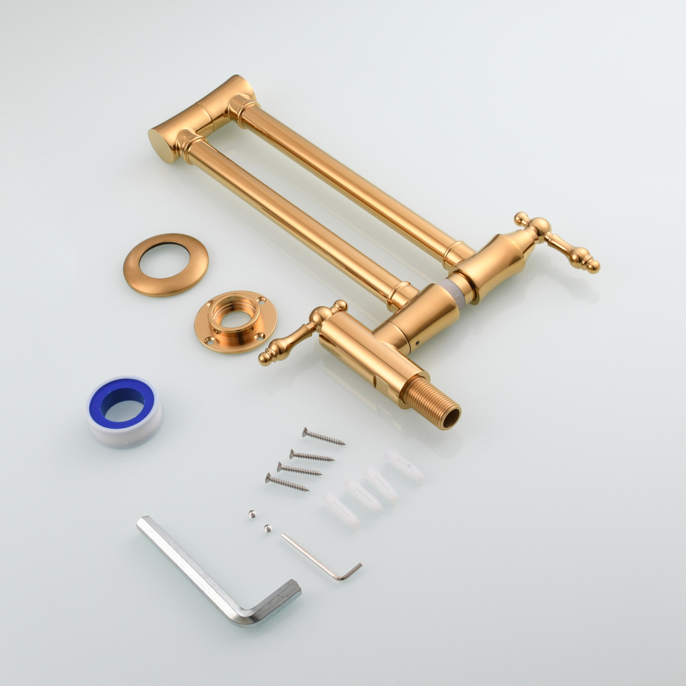 Tecmolog Brass Pot Filler Faucet Wall Mount Kitchen Faucet,Chrome Folding Faucet Stretchable Double Joint Swing Arm