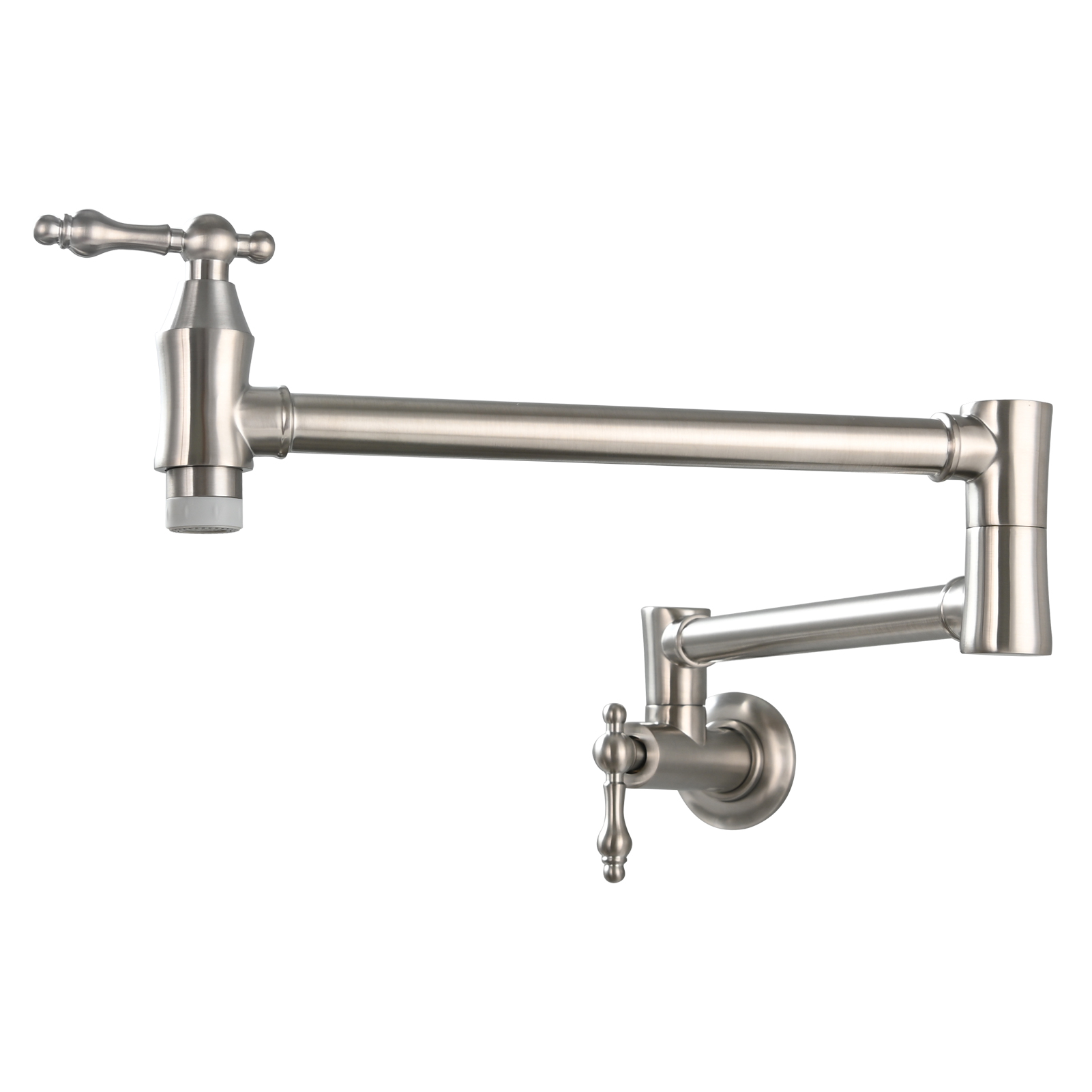 Tecmolog Brass Pot Filler Faucet Wall Mount Kitchen Faucet,Chrome Folding Faucet Stretchable Double Joint Swing Arm