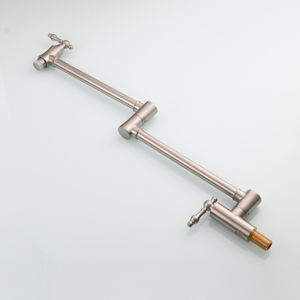 Tecmolog Brass Pot Filler Faucet Wall Mount Kitchen Faucet,Chrome Folding Faucet Stretchable Double Joint Swing Arm