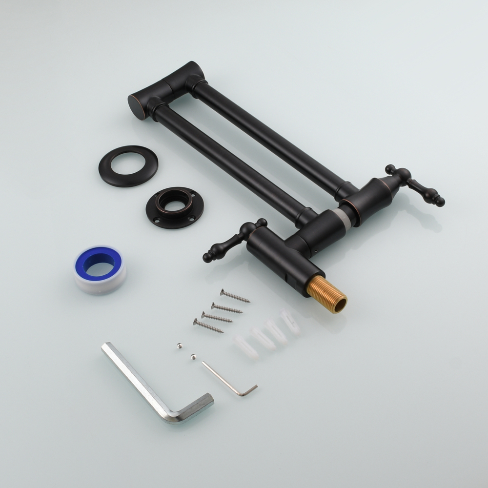 Tecmolog Brass Pot Filler Faucet Wall Mount Kitchen Faucet,Chrome Folding Faucet Stretchable Double Joint Swing Arm