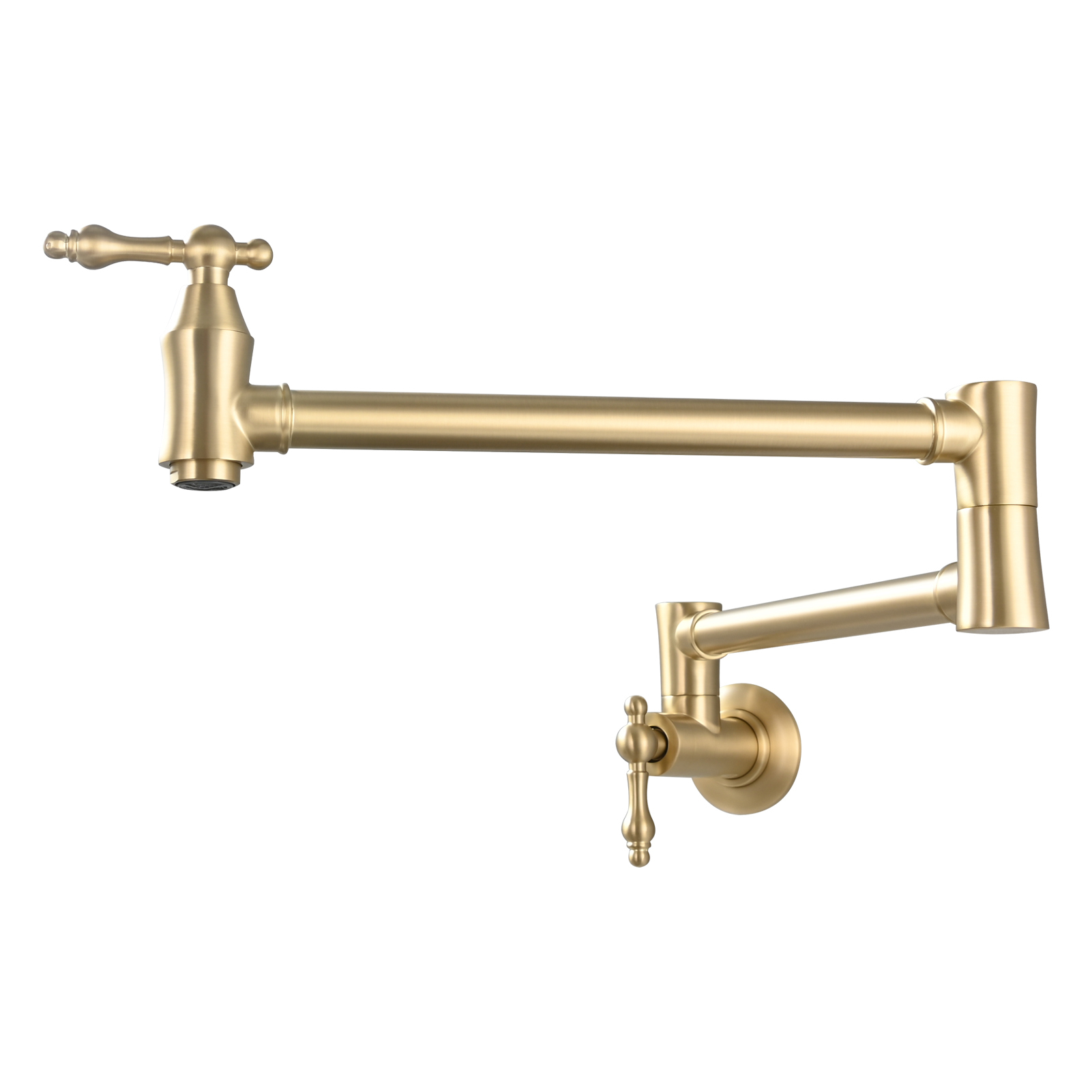 Tecmolog Brass Pot Filler Faucet Wall Mount Kitchen Faucet,Chrome Folding Faucet Stretchable Double Joint Swing Arm