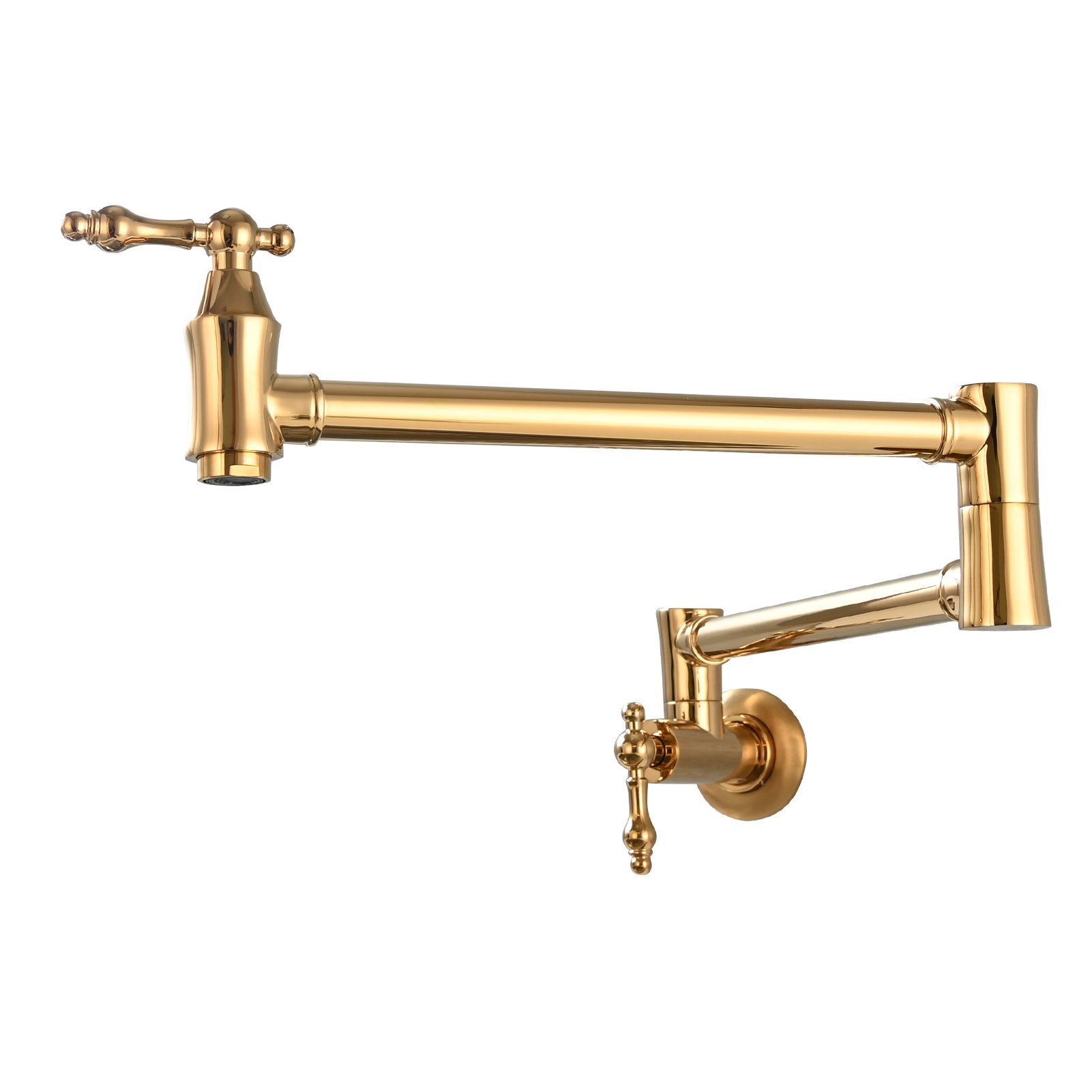 Tecmolog Brass Pot Filler Faucet Wall Mount Kitchen Faucet,Chrome Folding Faucet Stretchable Double Joint Swing Arm