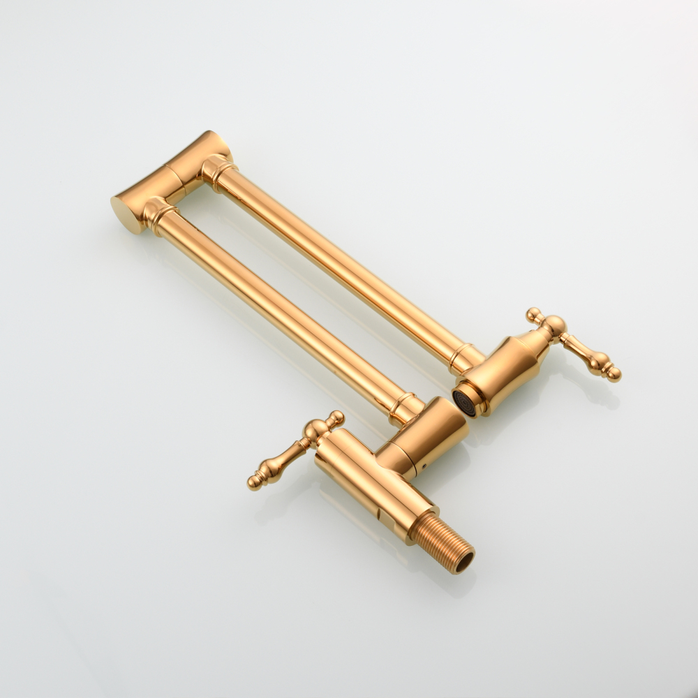 Tecmolog Brass Pot Filler Faucet Wall Mount Kitchen Faucet,Chrome Folding Faucet Stretchable Double Joint Swing Arm