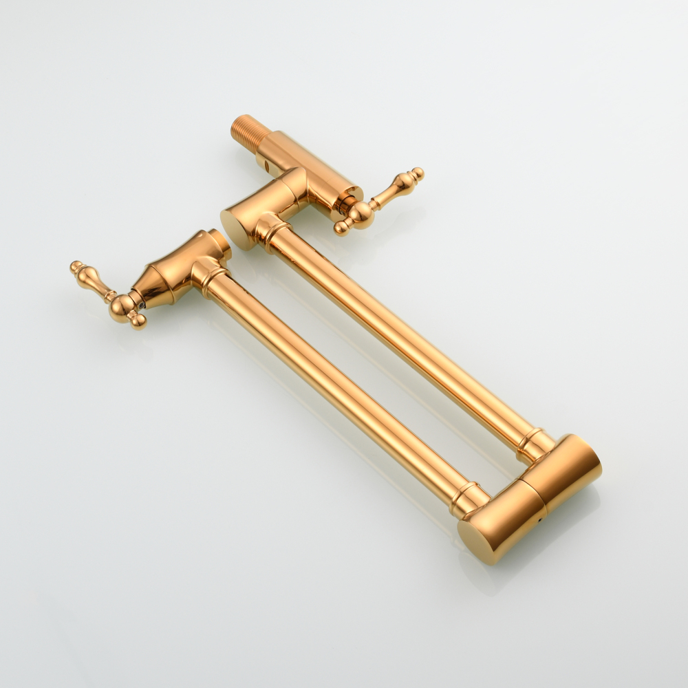 Tecmolog Brass Pot Filler Faucet Wall Mount Kitchen Faucet,Chrome Folding Faucet Stretchable Double Joint Swing Arm