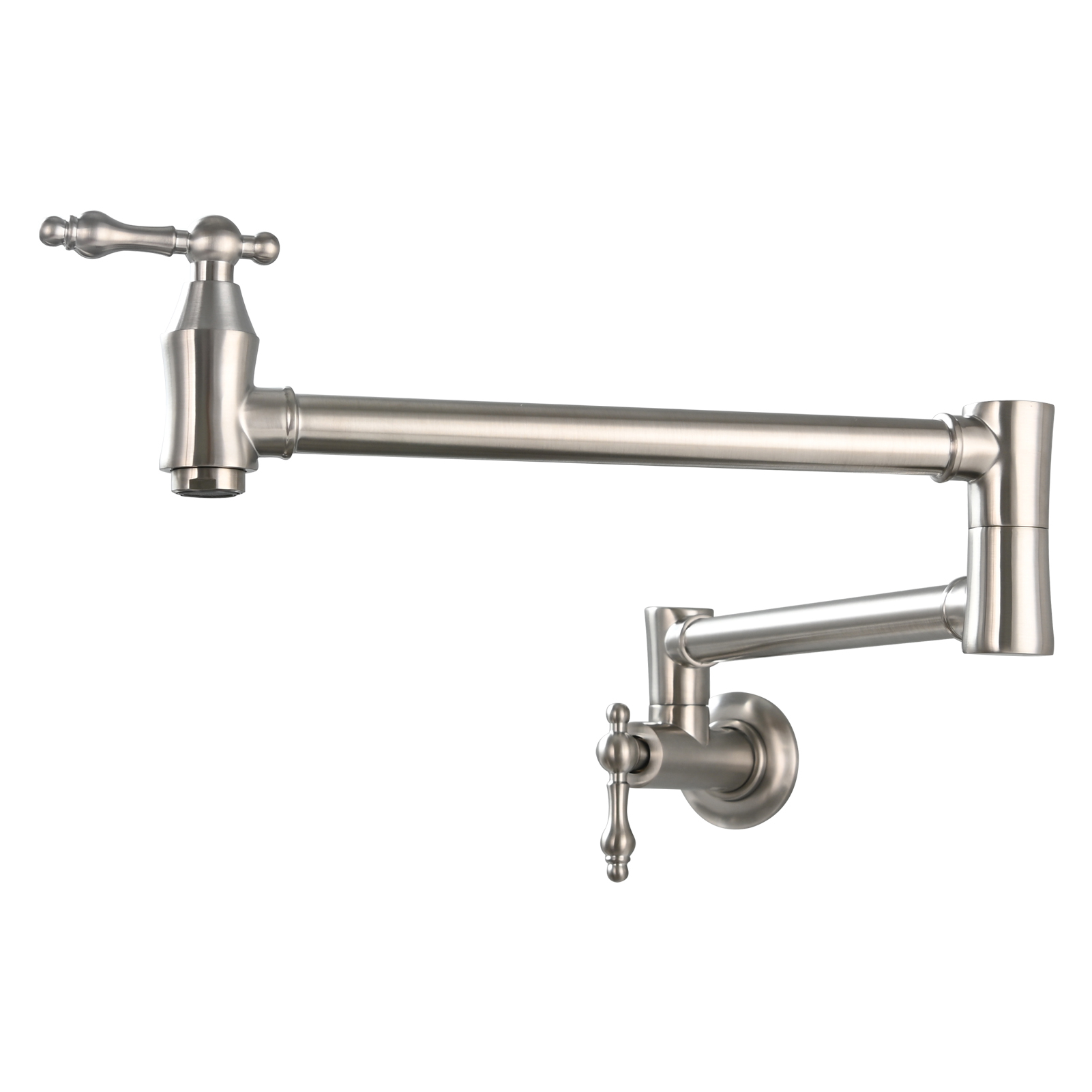Tecmolog Brass Pot Filler Faucet Wall Mount Kitchen Faucet,Chrome Folding Faucet Stretchable Double Joint Swing Arm