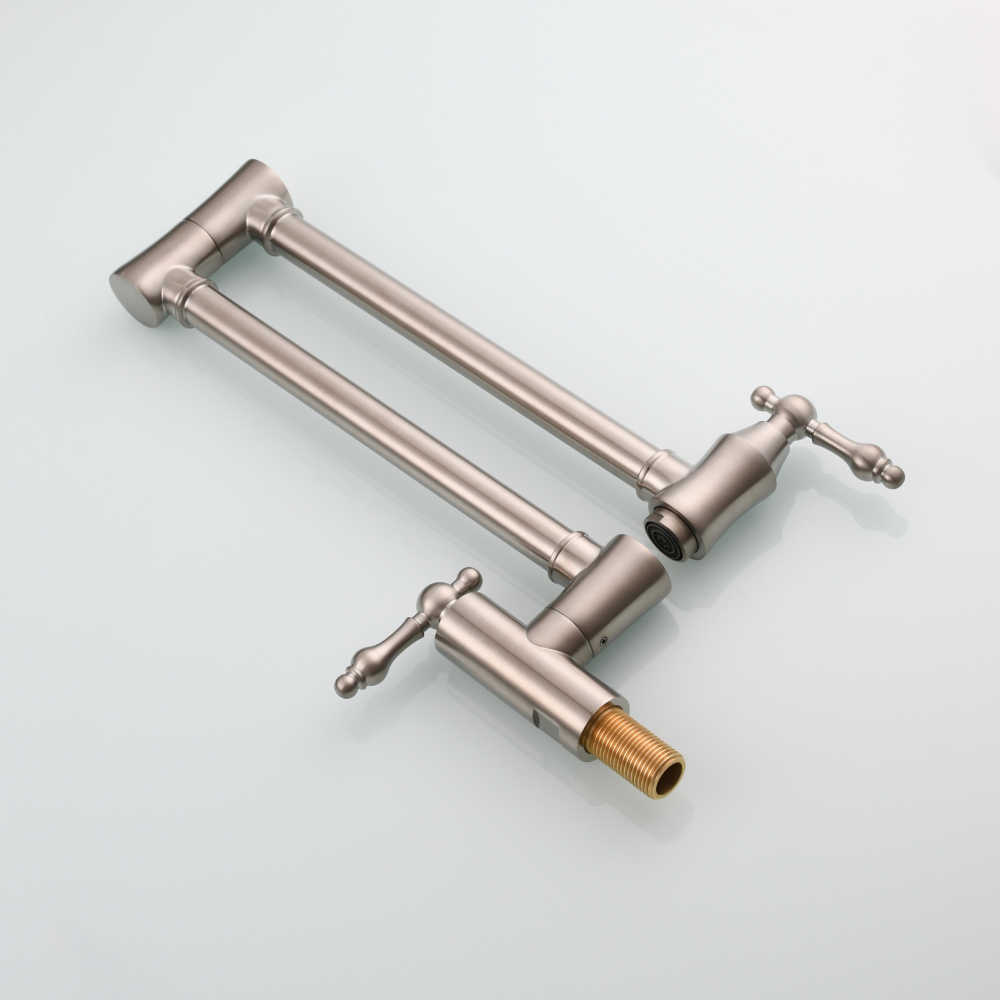 Tecmolog Brass Pot Filler Faucet Wall Mount Kitchen Faucet,Chrome Folding Faucet Stretchable Double Joint Swing Arm