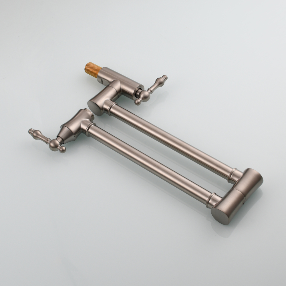 Tecmolog Brass Pot Filler Faucet Wall Mount Kitchen Faucet,Chrome Folding Faucet Stretchable Double Joint Swing Arm
