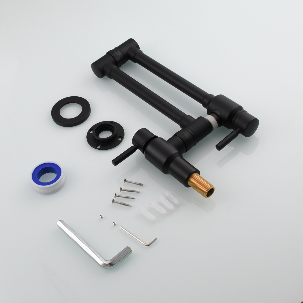 Tecmolog Brass Chrome Single Cold Faucet,Modern Wall Mounted Folding Pot Filler Kitchen Faucet