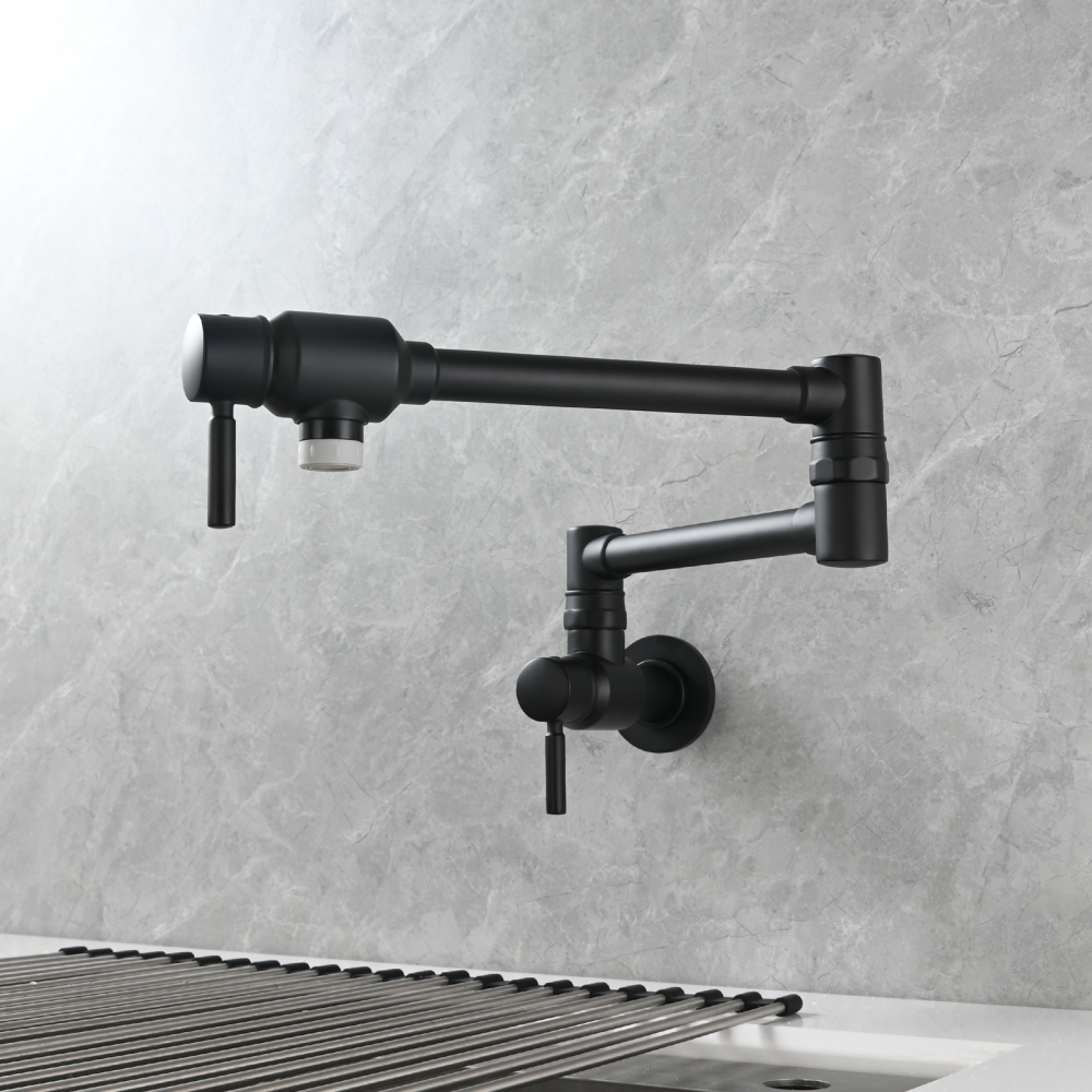 Tecmolog Brass Chrome Single Cold Faucet,Modern Wall Mounted Folding Pot Filler Kitchen Faucet