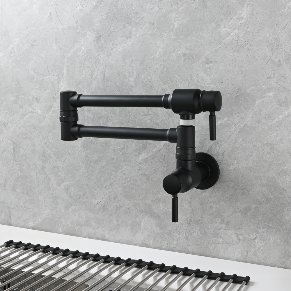 Tecmolog Brass Chrome Single Cold Faucet,Modern Wall Mounted Folding Pot Filler Kitchen Faucet