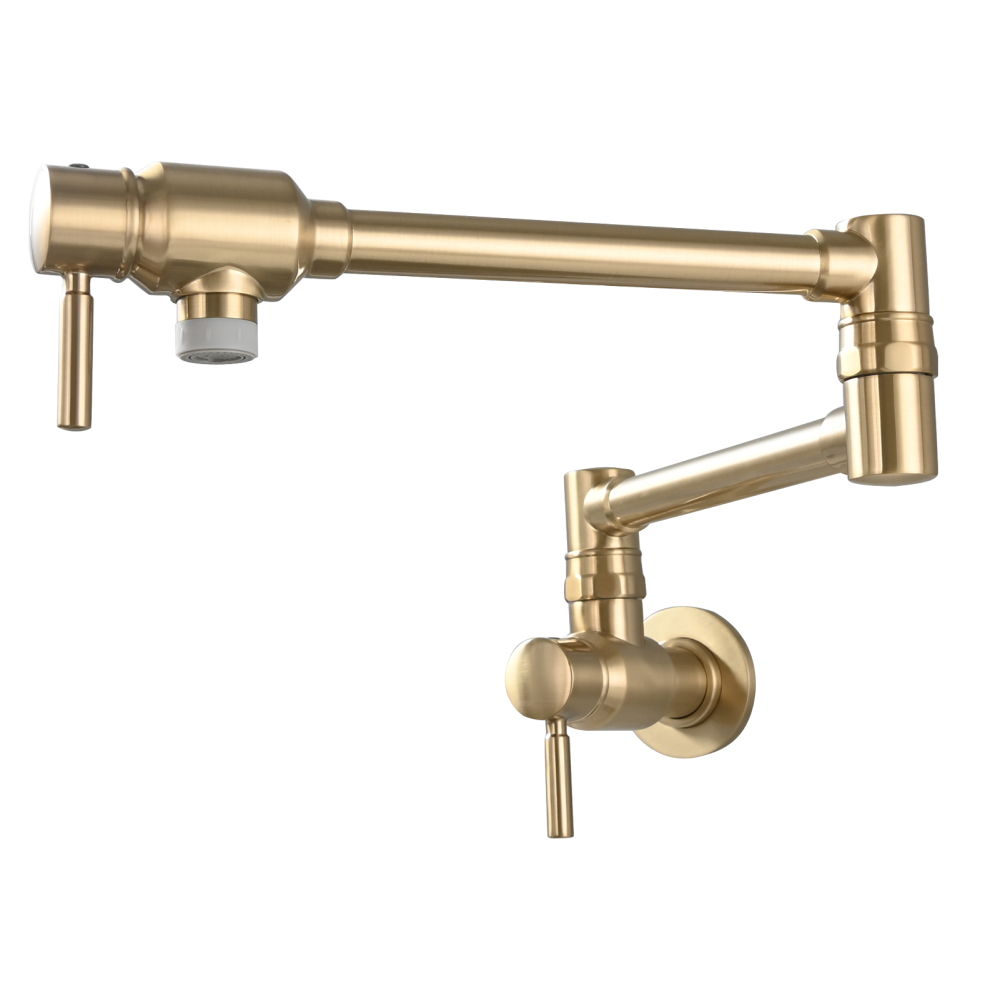 Tecmolog Brass Chrome Single Cold Faucet,Modern Wall Mounted Folding Pot Filler Kitchen Faucet