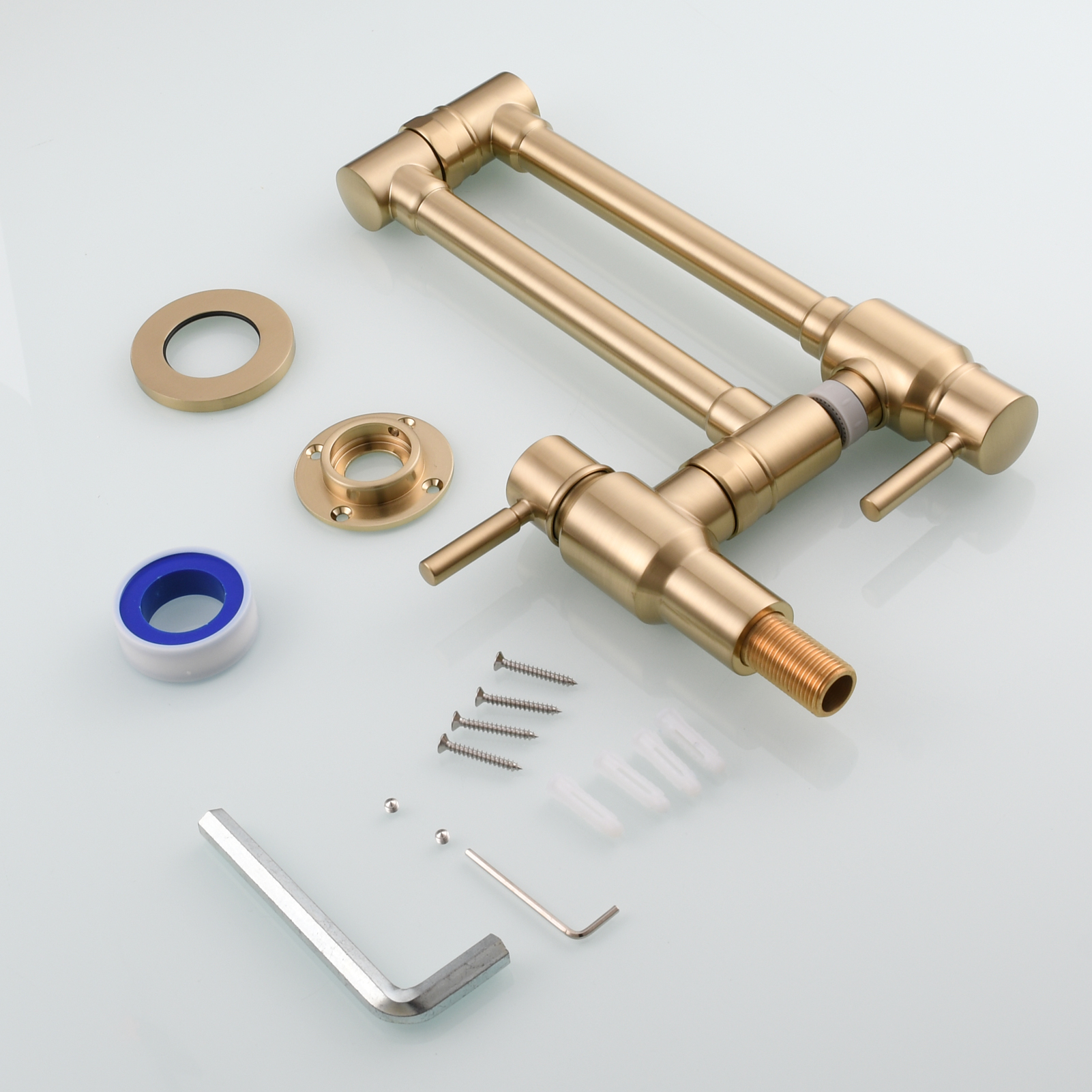 Tecmolog Brass Chrome Single Cold Faucet,Modern Wall Mounted Folding Pot Filler Kitchen Faucet