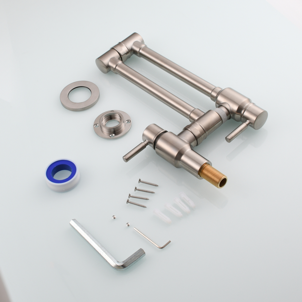 Tecmolog Brass Chrome Single Cold Faucet,Modern Wall Mounted Folding Pot Filler Kitchen Faucet