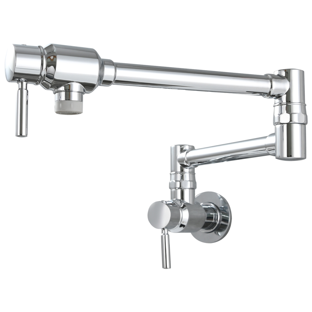 Tecmolog Brass Chrome Single Cold Faucet,Modern Wall Mounted Folding Pot Filler Kitchen Faucet